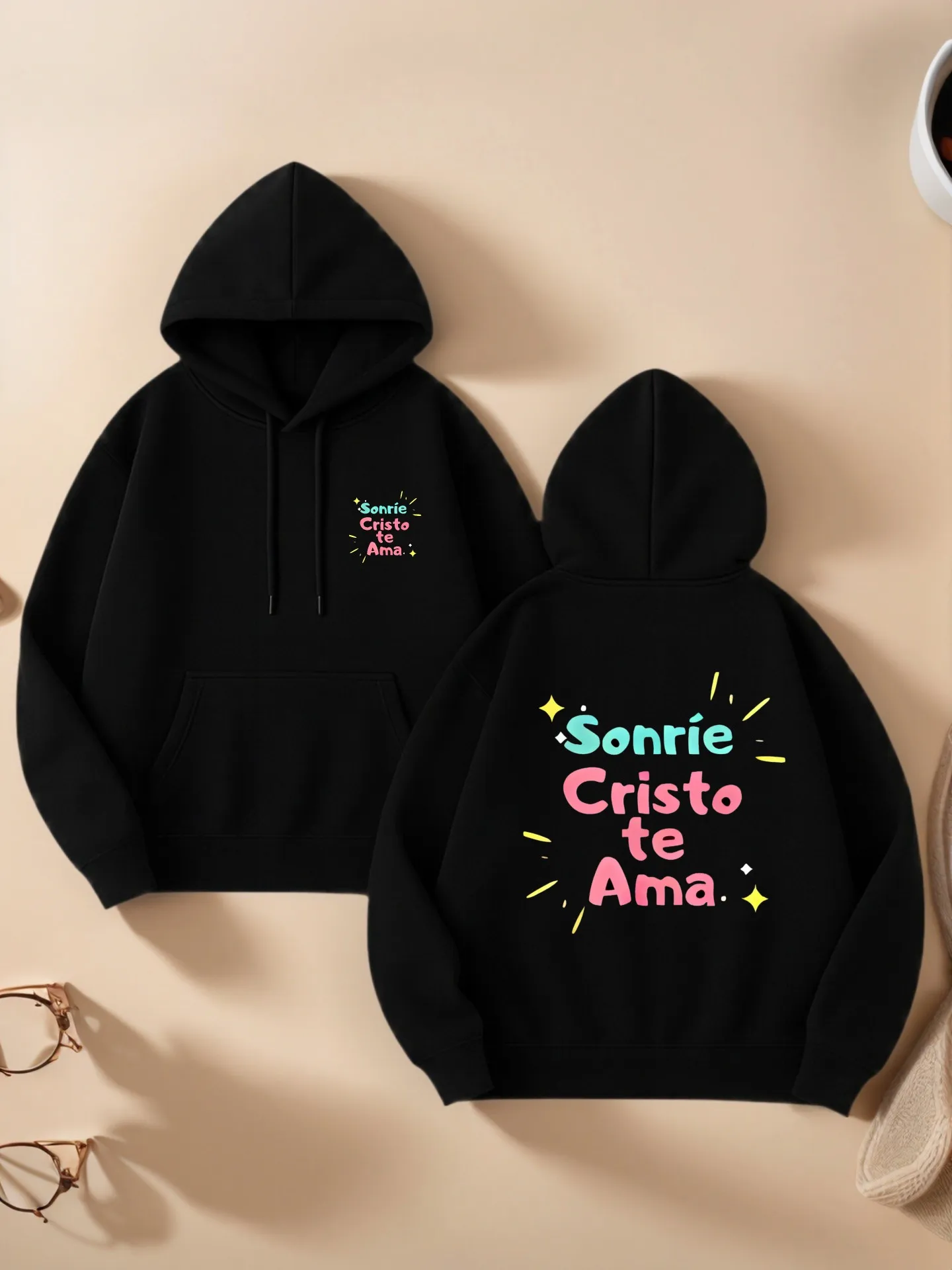 

Graphic Hoodie Women, Cute Letter Print, Casual Aesthetic Style, Soft Fabric, Casual Everyday Wear, For Teens