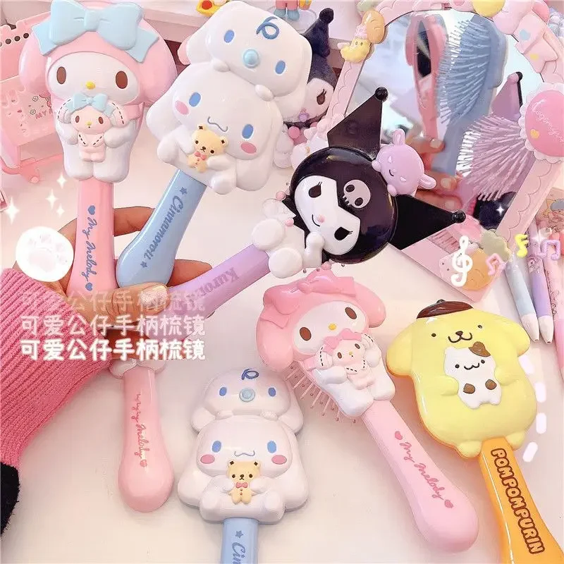 Three-dimensional Kurome Melody Handheld Massage Air Bag Comb Sanrio Anime Cinnamon Roll Kawaii Cartoon Girl Portable Gift Comb