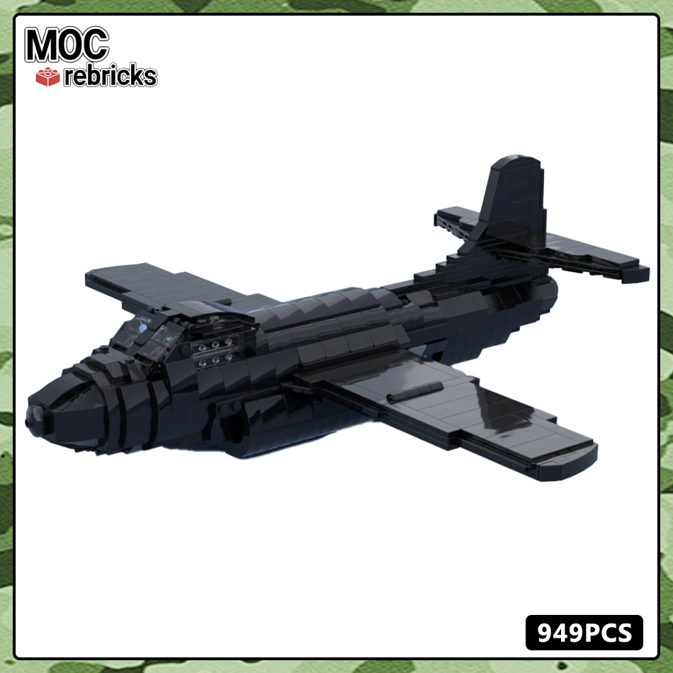 

MOC-111304 Military Series Black F3D Building Block Aircraft Puzzle DIY Model Education Originality Brick Toys Christmas Gifts