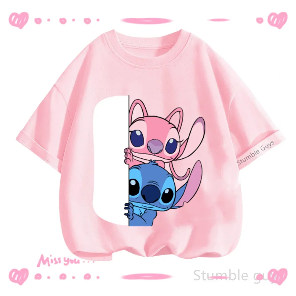 3-14Y أطفال تيشيرت صيفي بنين بنات Kawaii غرزة ديزني النيون لهجة عادية كم قصير ملابس رياضية جيرسي الملابس