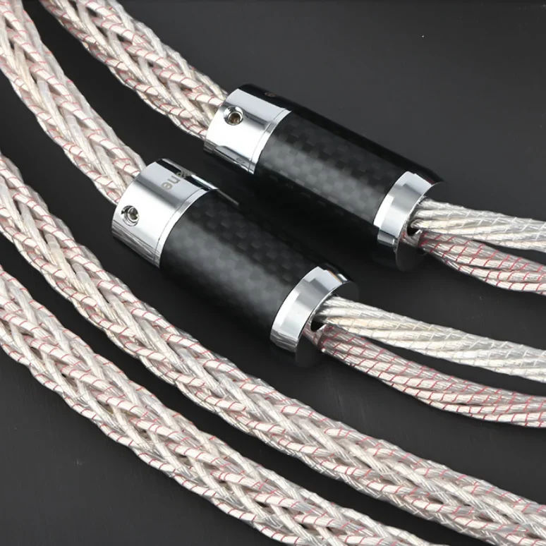 Pair OCC Speaker Wire Silver Plated Copper HiFi Audio Amplifier Horn Cable Banana & Spade Plug