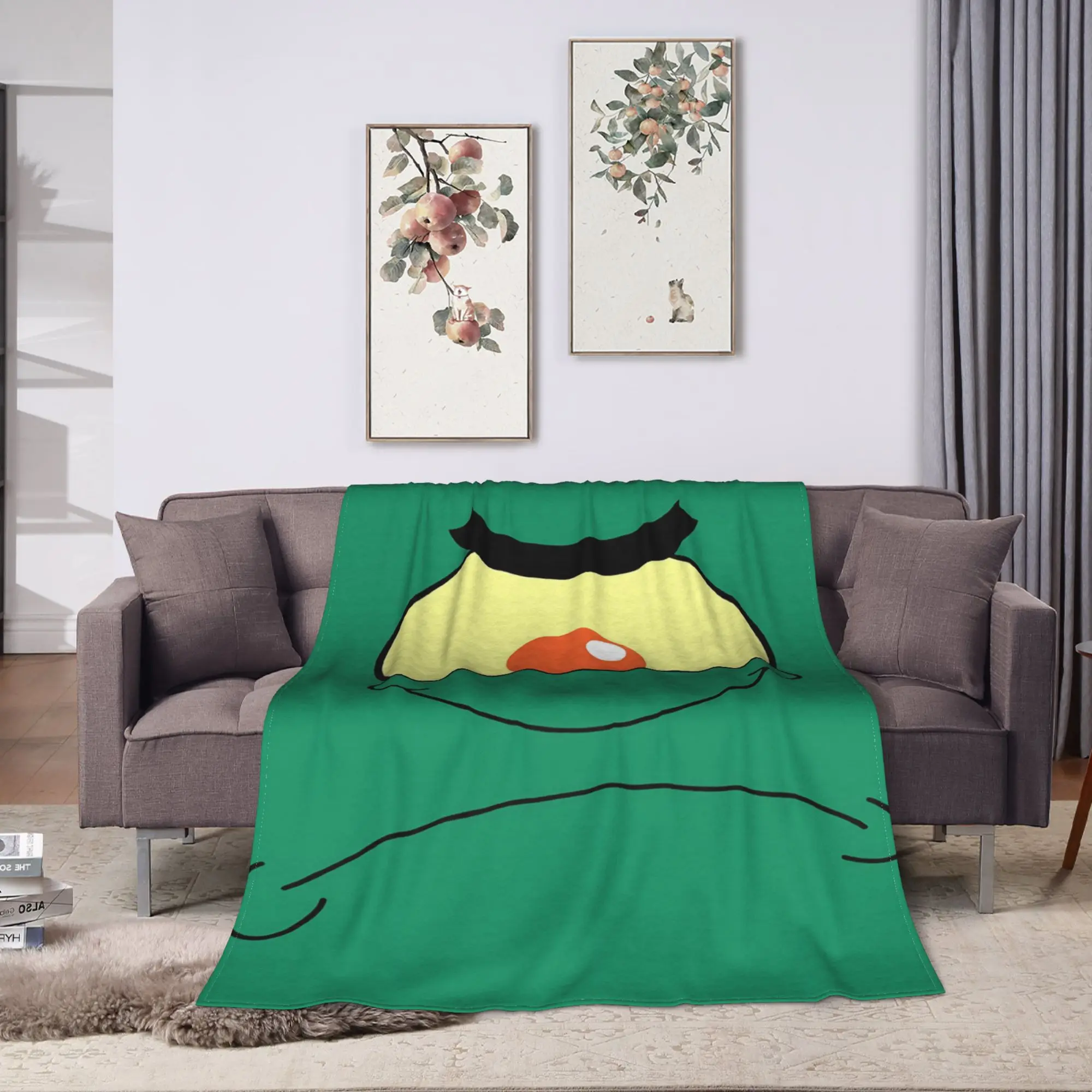 SpongeBobs Solid Green Plankton Closeup Plush Blanket Girls Boys  Flannel Bedding Throws For Couch Chair Soft Bedspread Gift view 2