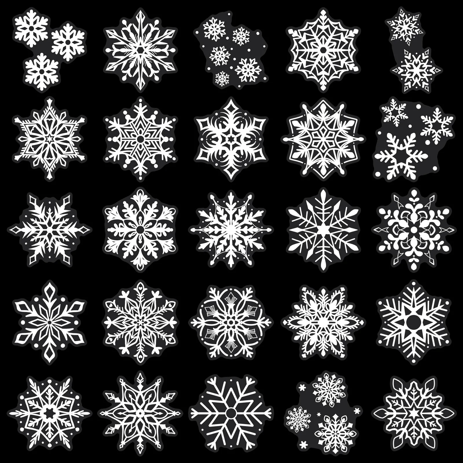 50 Uds pegatinas transparentes copo de nieve blanco decoración de dibujos animados día de invierno Graffiti DIY juguetes nevera portátil guitarra coche bicicleta calcomanías