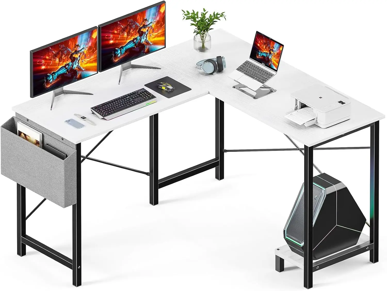 L-Shaped Gaming Desk with Storage, 50-Inch Corner Table for Home Office, Study & Small Spaces