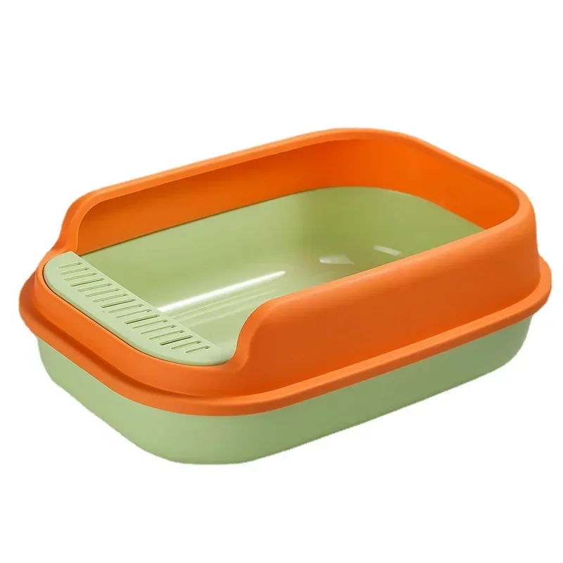

A Semi-Enclosed Plastic Litter Box Large Capacity Tray, Pet Non-Slip Toilet Removable and Easy To Clean Toilet Cleaning Supplie