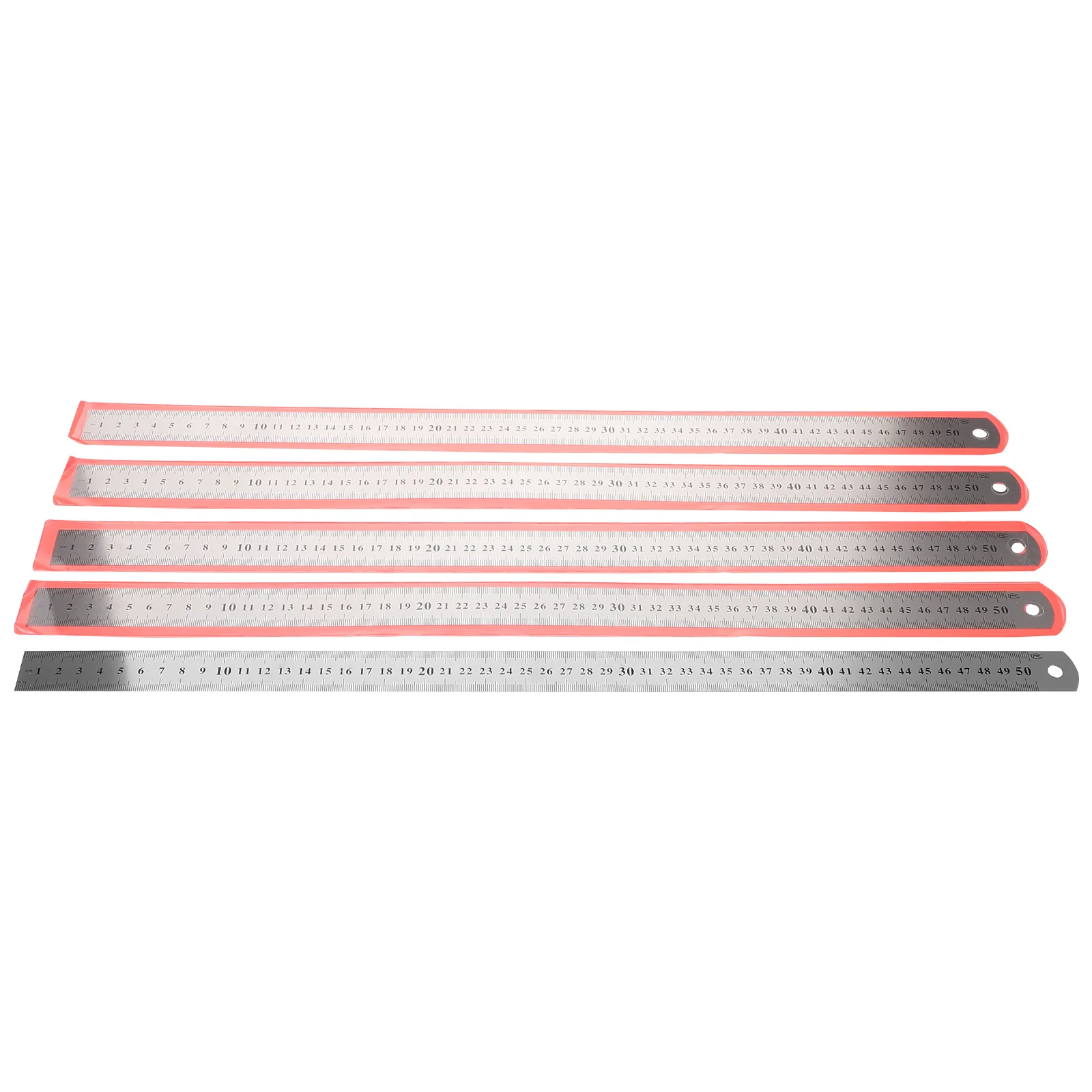 

5pcs 50Cm/20 Inch Double Sided Stainless Steel Ruler Metric Imperial Scale Thickened Metal Straight Edge For Engineering Drawing