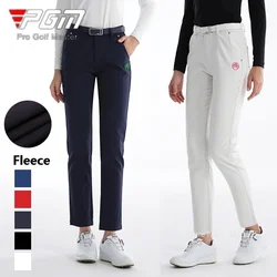 PGM Winter Coldproof Golf Pants Women Keep Warm Plush Long Trousers Lady Thicken Slim Sport Pants Side Pockets Casual Sweatpants