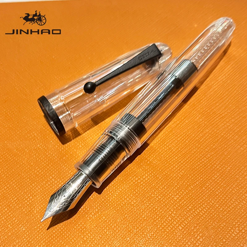 Jinhao 9019 Füllfederhalter Dadao Serie Transparent mit Schwarzem Rand Feine Spitze Großer Konverter Glattes Schreibgerät – Detail 4
