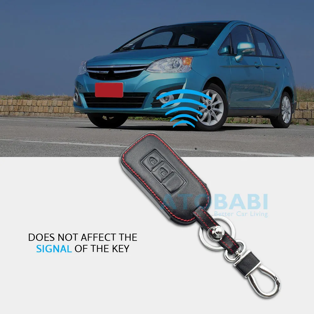 Leder Auto Schlüssel Fall Für Mitsubishi Outlander Lancer 10 Pajero Sport L200 ASX RVR Smart Remote Anhänger Protector Abdeckung Keychain tasche – Detail 3