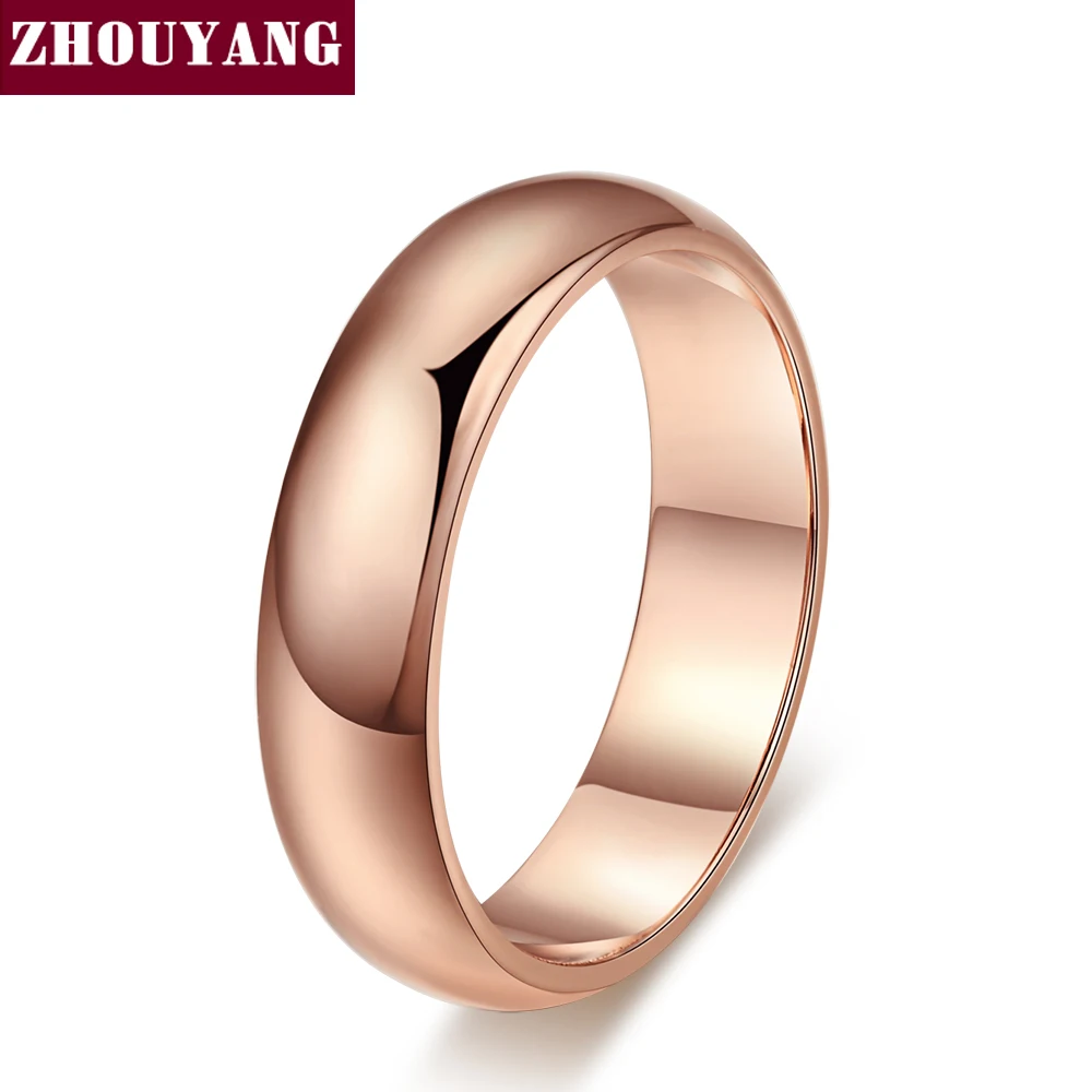 Simple Style Rose Gold Color Jewelry Wedding Couple Ring Full Sizes Top Quality R050 R049