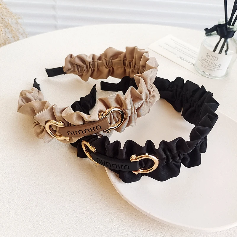 

Ele Bla Lace Hairband Sweet Folded Wide Brim Headband Sli Hairpin for Girls Original Design Faion Jewelry