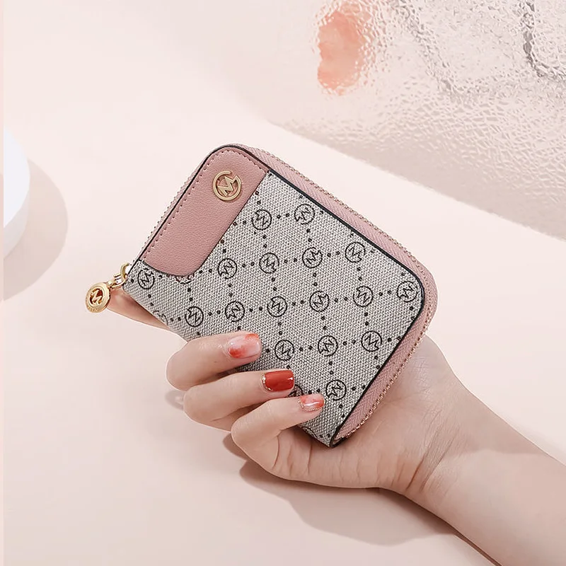 Cartera pequeña de cuero con cremallera para mujer, bolso de moda, monedero, Portafoglio, novedad