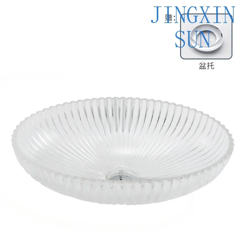 Household Bathroom Sinks Die Cast Crystal Glass Bathroom Washbasins Art Round Table Wash Basin Light Luxury Hotel Washing Sinks
