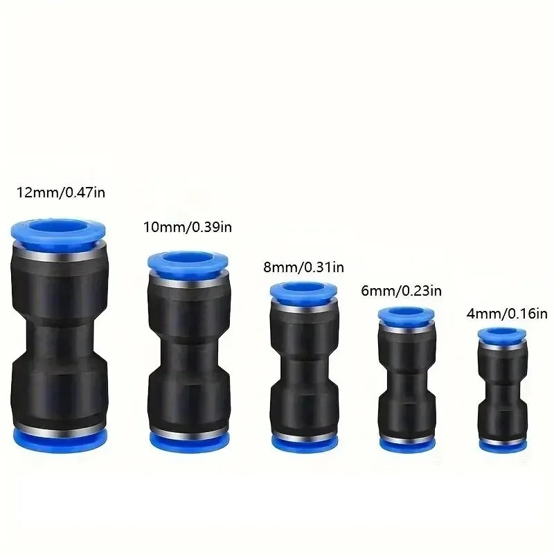 5pcs PU Pneumatic Fittings 2-Way Straight Connector Diameter Reducer for 8mm/6mm 4mm 10mm 12mmPneumatic Tube Air Hose Connectors