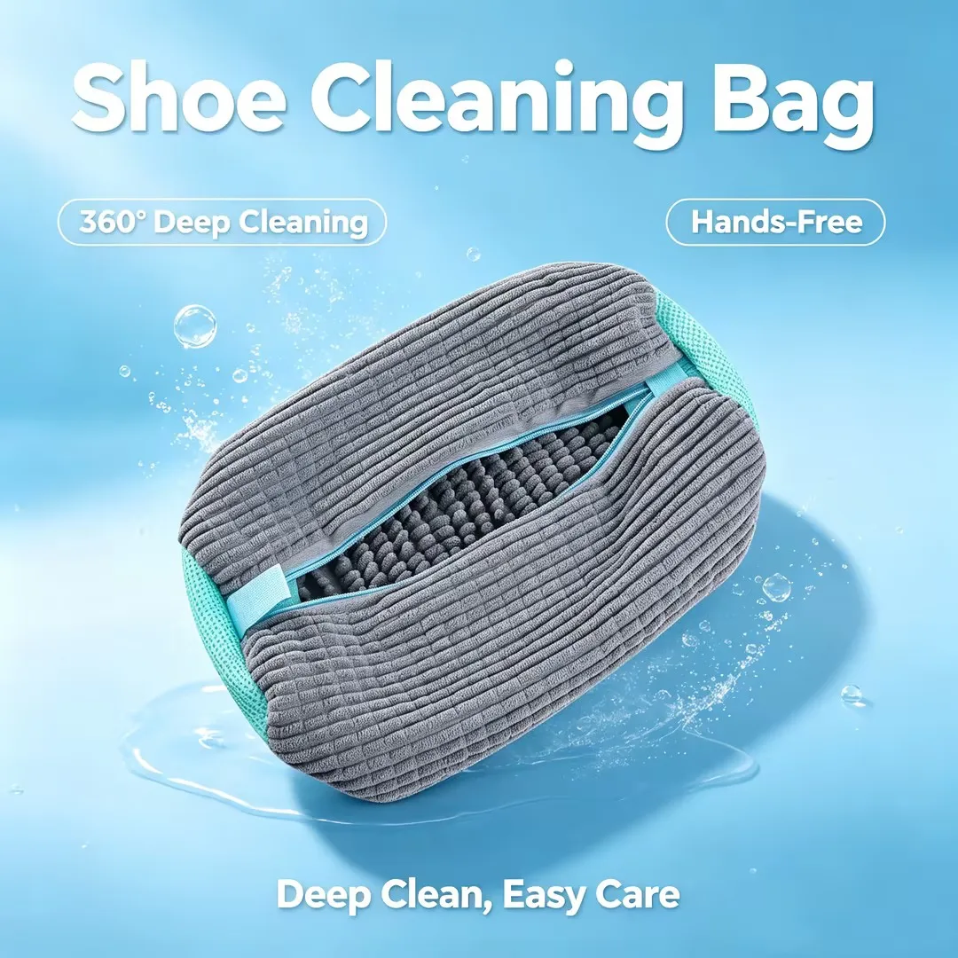 360° Surround Cleaning Shoe Washing Bag, Reusable & Durable, Zipper Closure, Machine Washable Laundry Bag (1Pc)