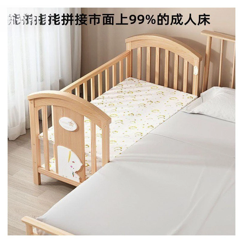 Crib Solid wood cradle Movable baby multi-function bed