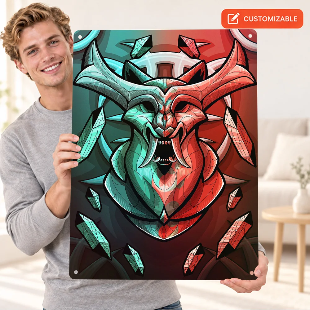 The Mighty Hunllef Printed Poster Customized Aluminum Metal Sign Fantasy Character Illustration Wall Art For Bedroom Gamer Gift