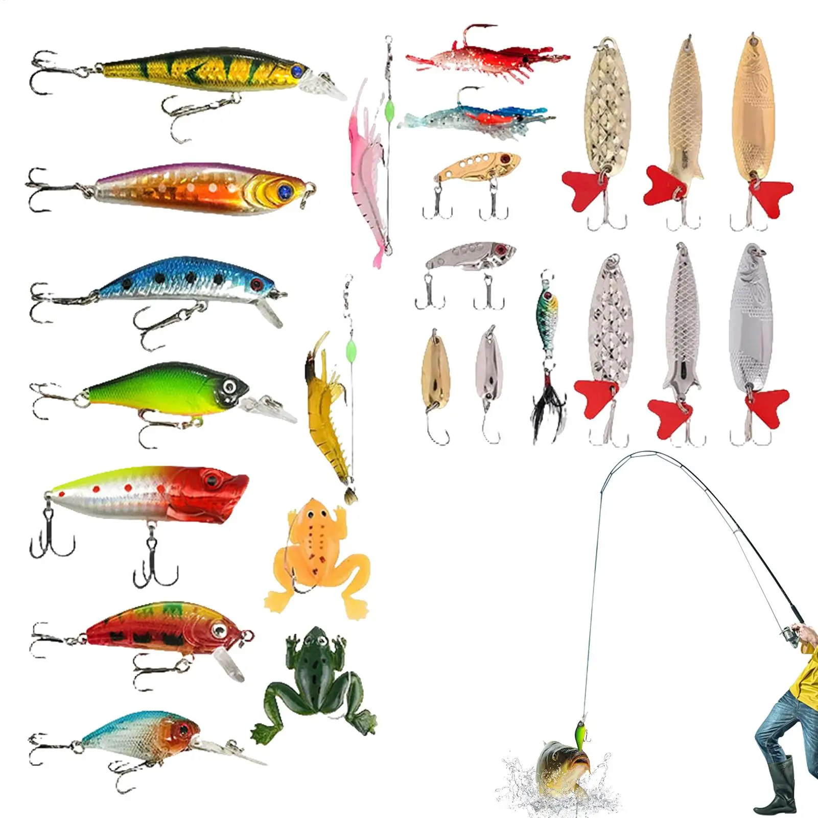 釣りカウントダウンカレンダー-24-日カウントダウンクリスマスルアー釣りキットルアー季節のお祝い餌キット家の装飾用