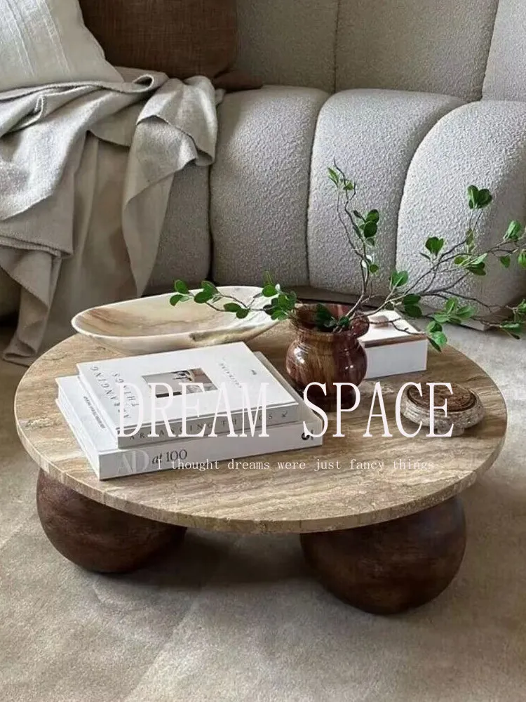 Medieval Quiet Wind Coffee Table, Nordic Mix and Match Low Table, Designer Round Ball Marble Coffee Table