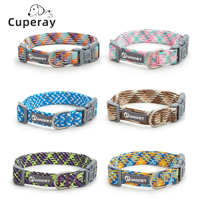 Nylon Dog Collar Adjustable Reflective Pet Collars with Metal Buckle and Quick Release Buckle Large and Medium Dog Pet Collars