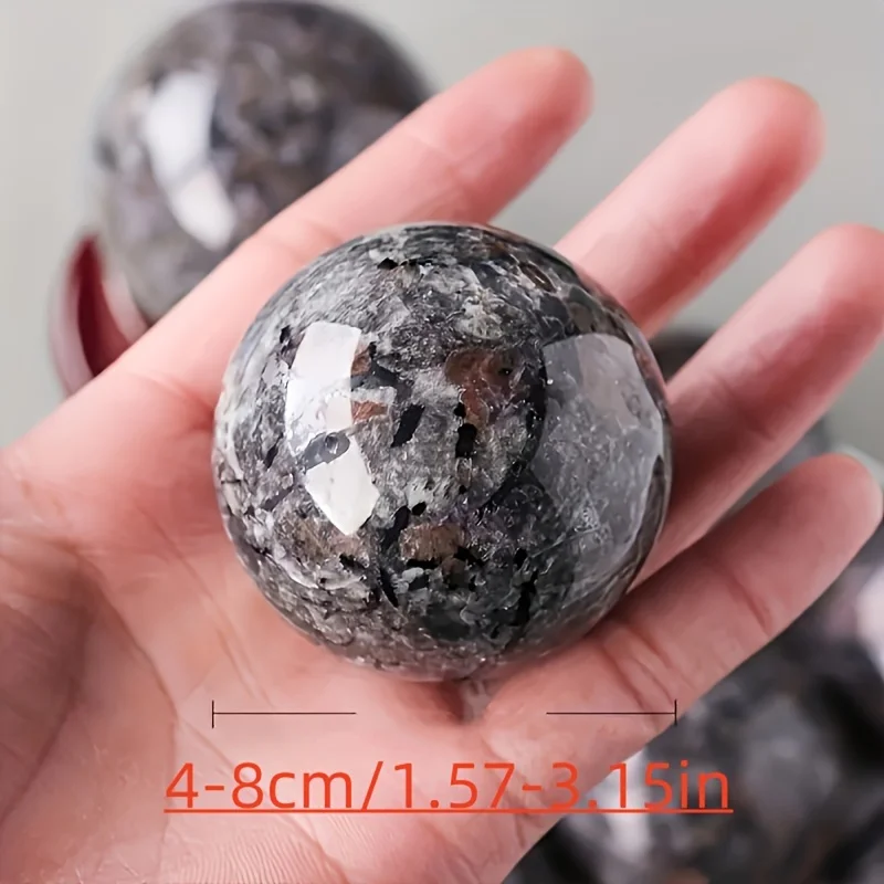 1pc Natural Flamestone Ball Decoration - Reactive Yooperlite Sodalite Sphere - Artisan-Crafted Polished Stone for Home Decor