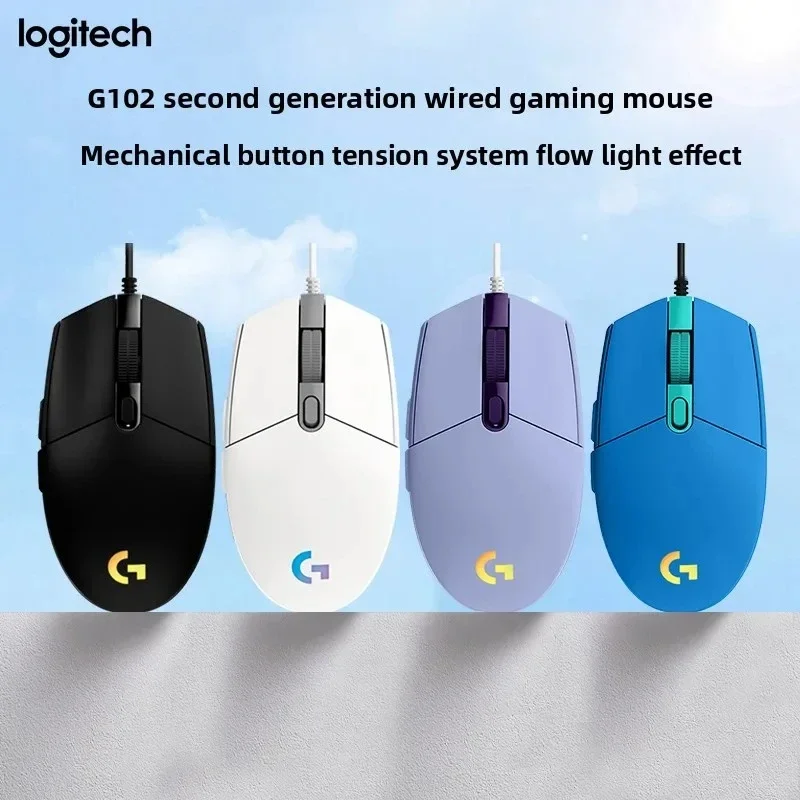 Logitech G102 Classic Reliable Gaming Mouse USB Wired Durable Design 8000DPI RGB for PC Mac Computer Accessories