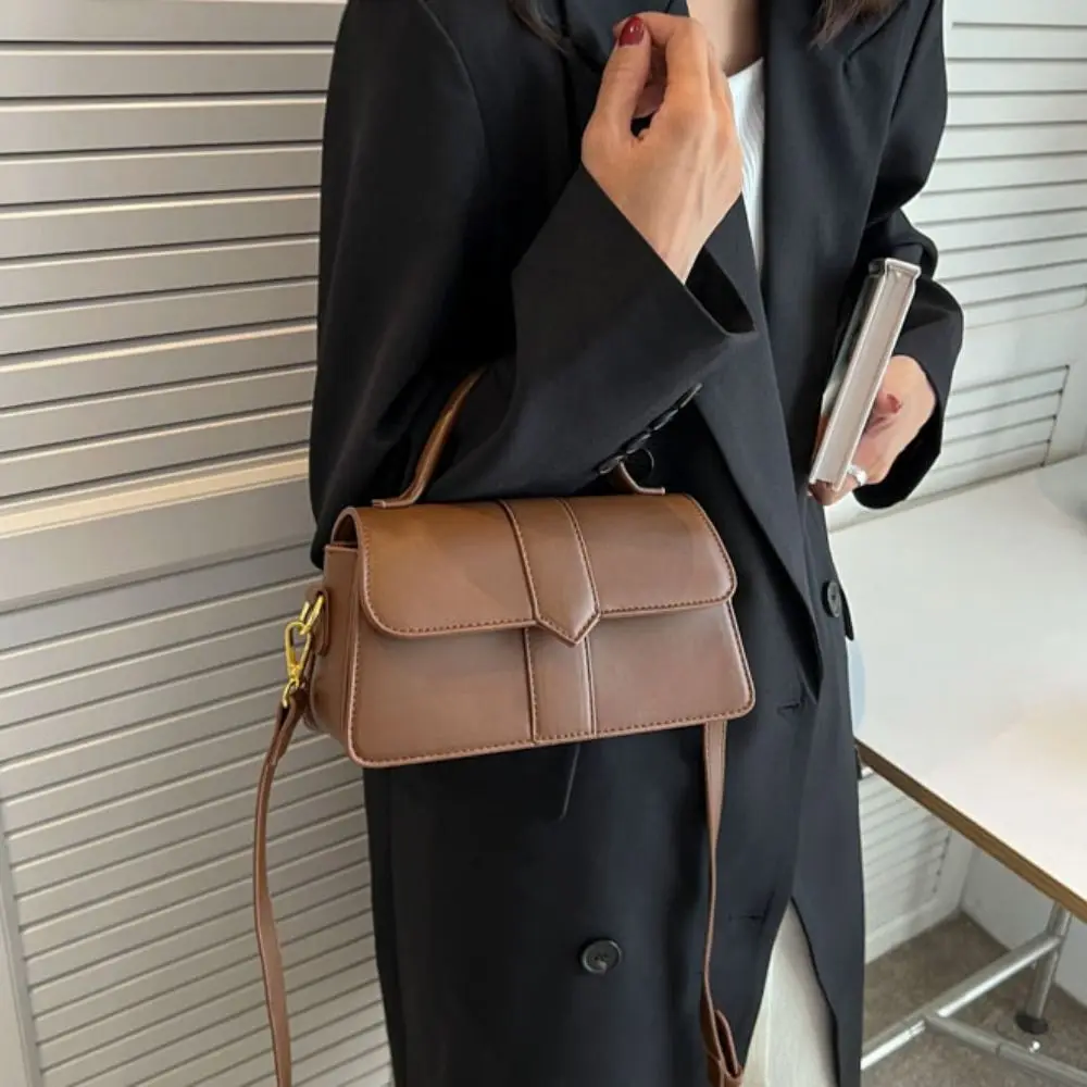 

Pu Leather Women Commute Crossbody Bag Carrying Lightweight Vintage Underarm Handbag Square Waterproof Fashion Shoulder Bag