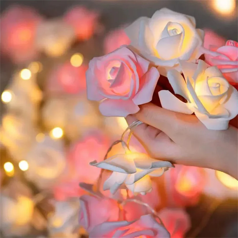 1.5m Led Simulation Rose String Lights USB/ Battery Powered Christmas Wreath Valentine's Day Proposal Wedding Decoration Lights