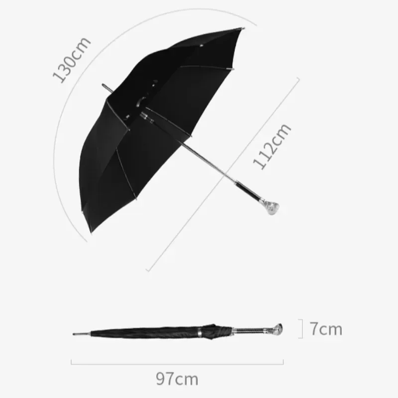 Creative Stainless Steel Umbrella Handle Retro Animal Head Long Handle Large Umbrellas Rainproof Waterproof Windproof Household view 6