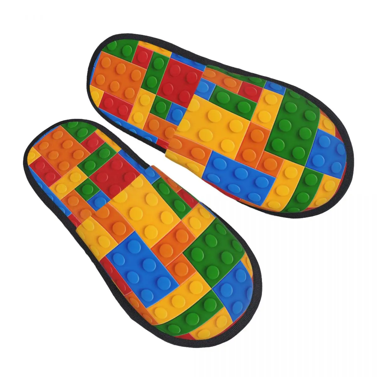 Custom Building Blocks Pattern House Slippers Women Soft Memory Foam Shoes Comfy Warm Anti-skid Sole Slipper