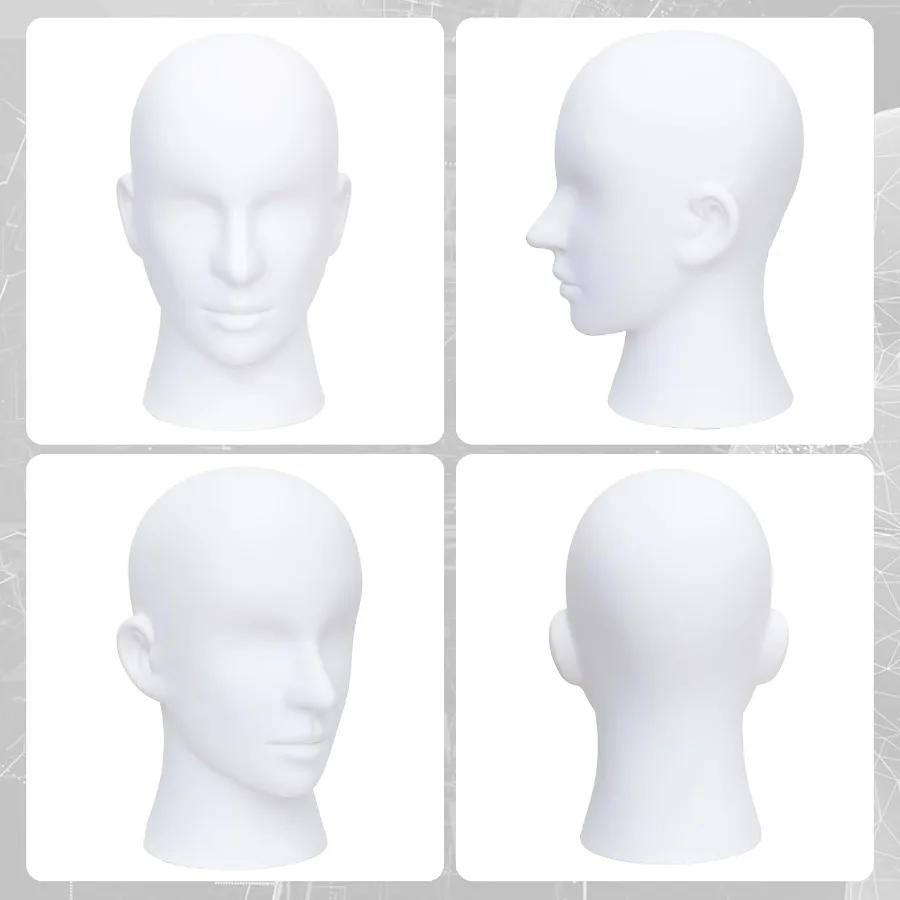 Cabeza de maniquí profesional de PVC blanco mate para exhibir pelucas, sombreros, auriculares, máscaras, gafas de sol, bufandas y joyería al por menor