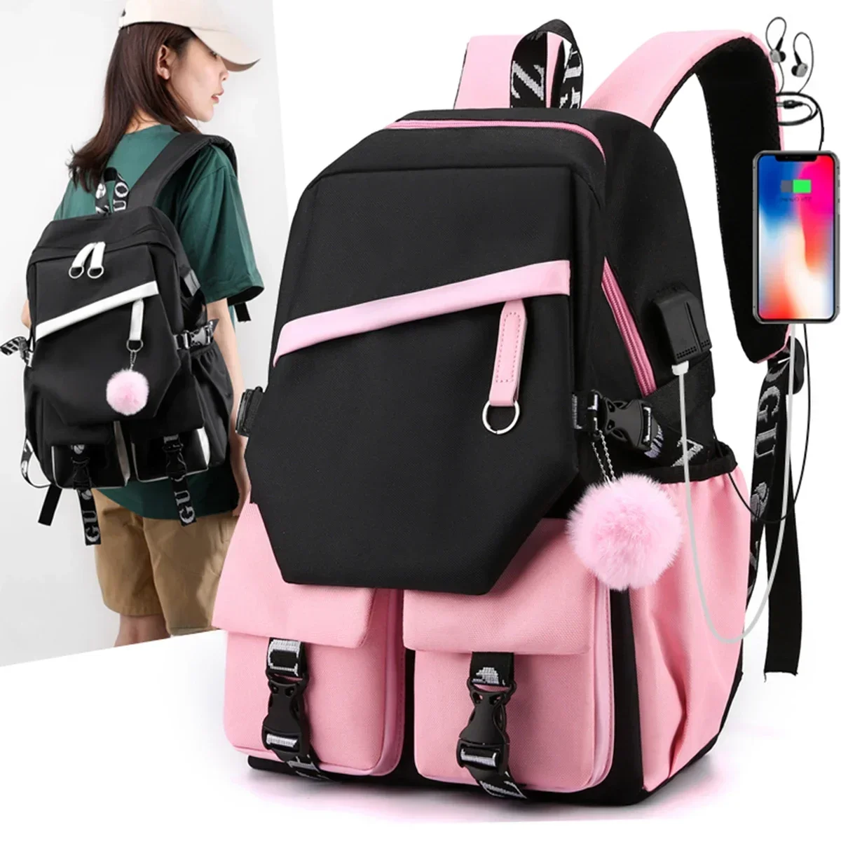 

Sporty Backpack for Women Lightweight Large Capacity Nylon Laptop Backpack Multi-Pocket Perfect for Daily Use Commuting Shopping