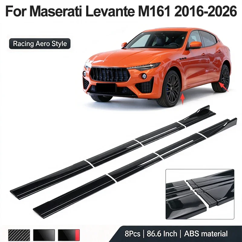 86.6inch/2.2m Sectional Side Skirt Extension Lips For Maserati Levante M161 2016-2026 - Racing Side Spoiler Car Mod Body Kits