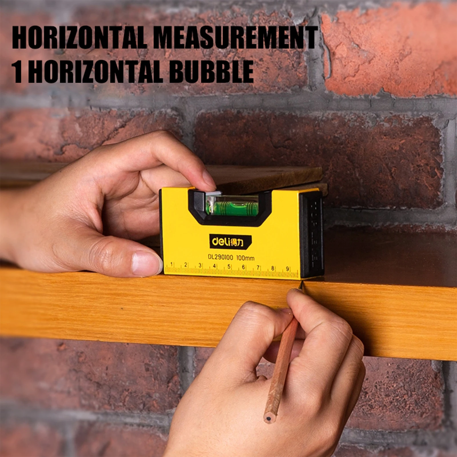 Deli 100mm Portable Magnetic Pocket Level High-precision Aluminum Structure Spirit Bubble Level Horizontal Level