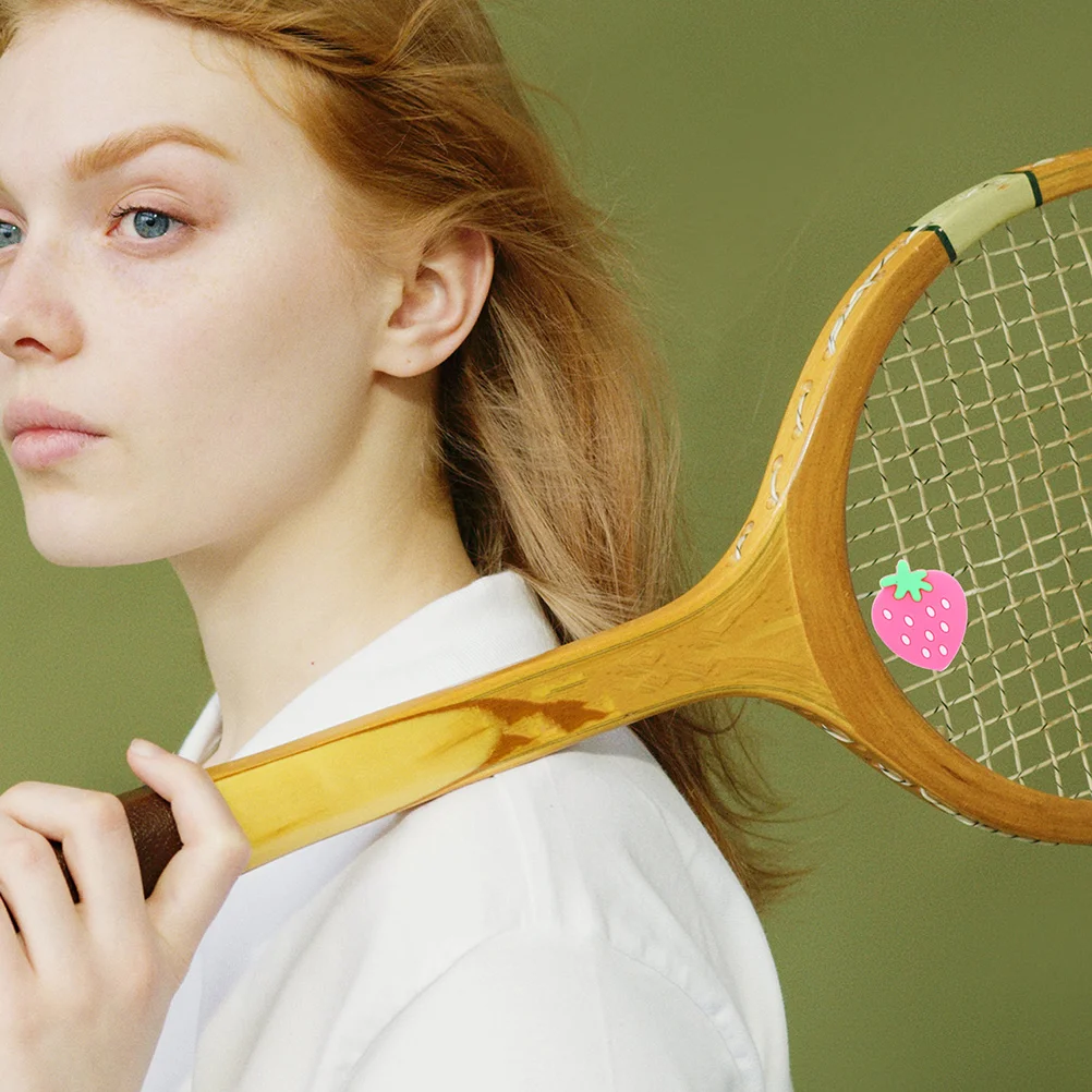 

4 Pcs Tennis Racket Dampeners Shock Absorber Vibration Silicone Strawberry Pink Tennis Accessories Lightweight Portable