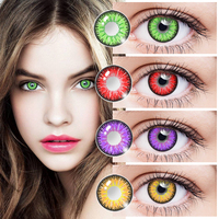 OVOLOOK 14.5mm Lens With Dioptric Myopia Colored Contact Lenses For Big Eyes Green Blue Red Purple Brown Pupil Degree Color Lens