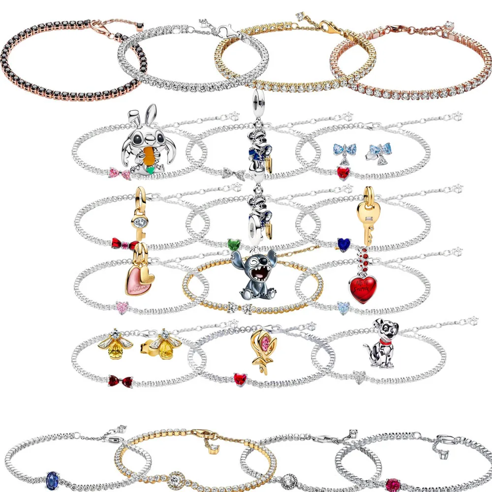 

Hot Selling 925 Silver Women's Adjustable Bracelet, Butterfly Bow, Love Heart, Zircon Color To Choose From,Wedding Party Jewelry