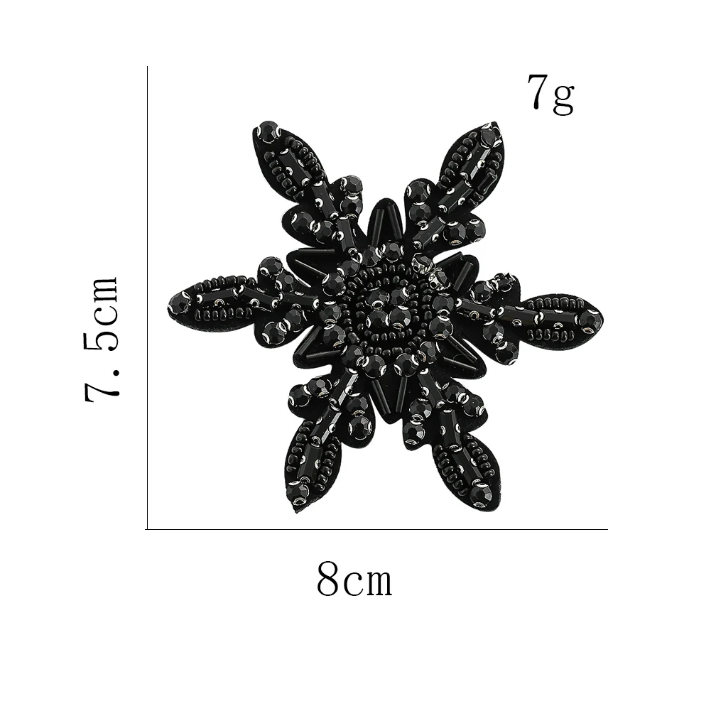 Glitter Fabric Stickers Black Snowflake Rhinestone Applique Clothing Patches Handmade Sewing Supplies Patches Wedding Dresses