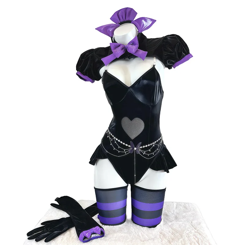 Disfraz de Anime Gengai, disfraz de conejito Sexy, mono negro, disfraz de Halloween para mujer, conjunto de orejas de gato Diablo