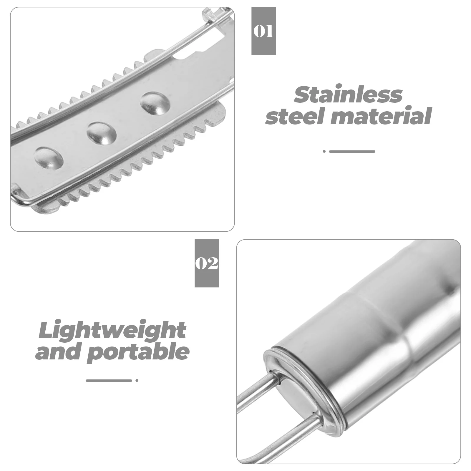 

2pcs Stainless Steel Pig Hair Scraper Ergonomic Handle Lightweight Portable Manual Animal Hair Removal Tool For