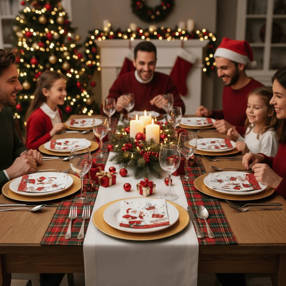 20/40/100 stücke Einweg Weihnachten Party Servietten Santa Claus Gedruckt Papier Weihnachten Abendessen Servietten Weihnachten Tisch Servietten