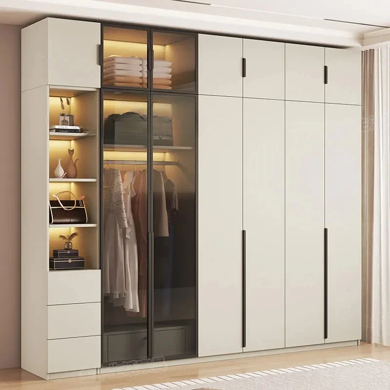 Men Aesthetic Luxury Wardrobes Tall Wood Nordic White Bedroom Wardrobes Open Storage Ropa Furniture