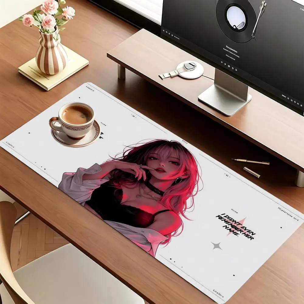 Stylish Red Tint Portrait Of Modern Girl For Laptop Office Desktop Bedroom Learning Playmat