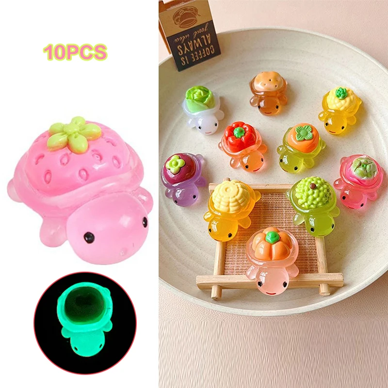 Glow-in-the-Dark Miniature Turtle Ornaments, Set of 10, for Aquarium, Garden Decor or Home Accents