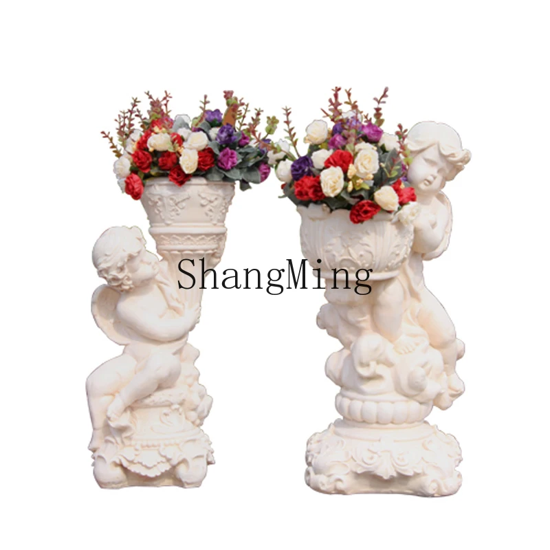 

ZYH outdoor creative decoration succulent green dill relief little angel flower pot