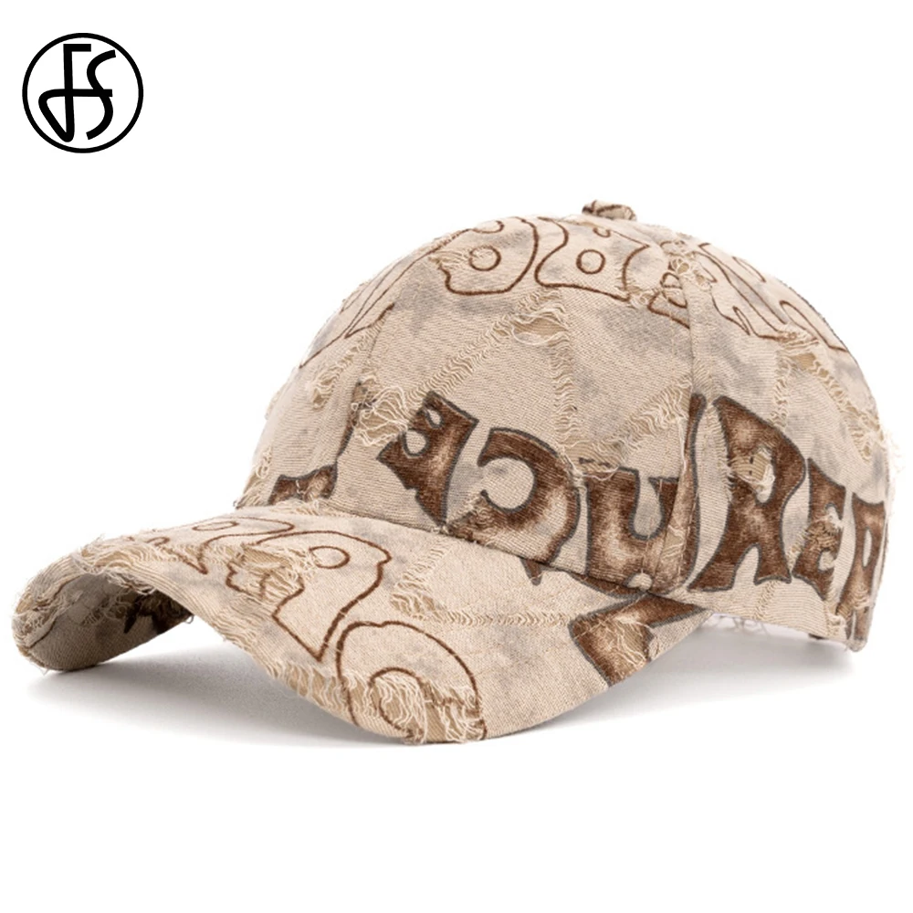 

FS Vintage Letter Graffiti Baseball Cap Black Brown Summer Streetwear Men Hat Brand Designer Caps For Women Gorras Hombre 2025