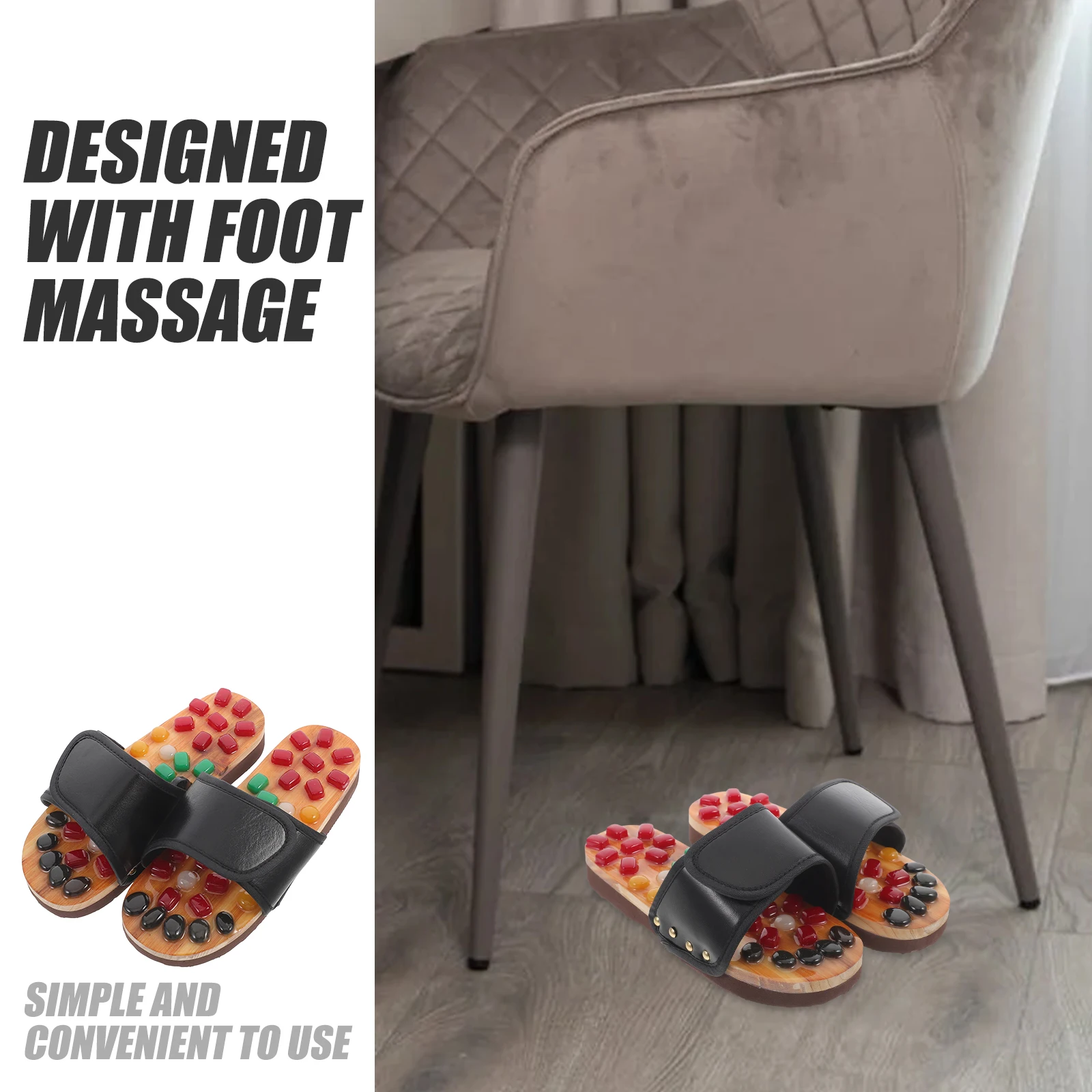 

Massage Slippers Foot Jade Acupuncture Sandals for Men Wide Feet Accupreasure