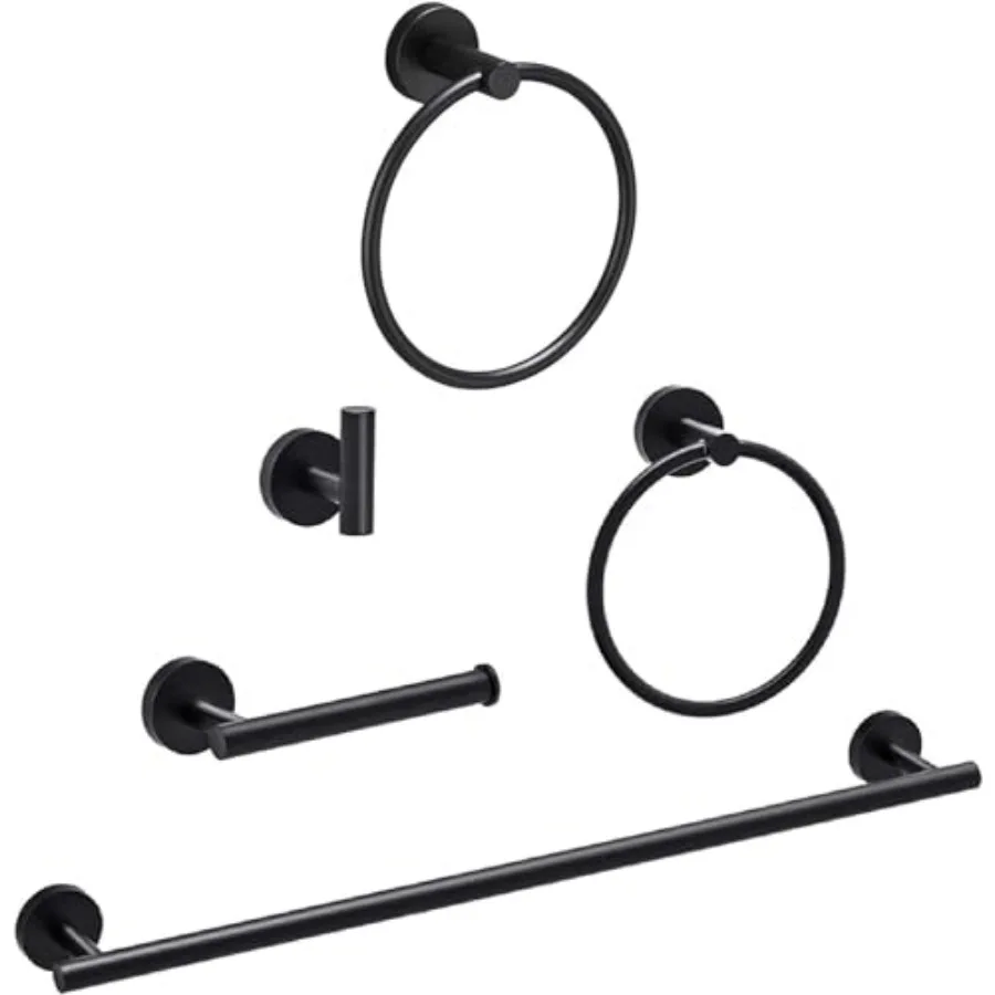 

24in Towel Bar Set and Towel Ring Combo Set Matte Black
