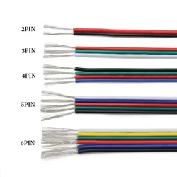 1~50m Electrical Wire Cable 2/3/4/5/6 Pins18/20/22AWG Cable Connector Electric Wires For WS2812B RGB RGBW 5050 LED Strip Light