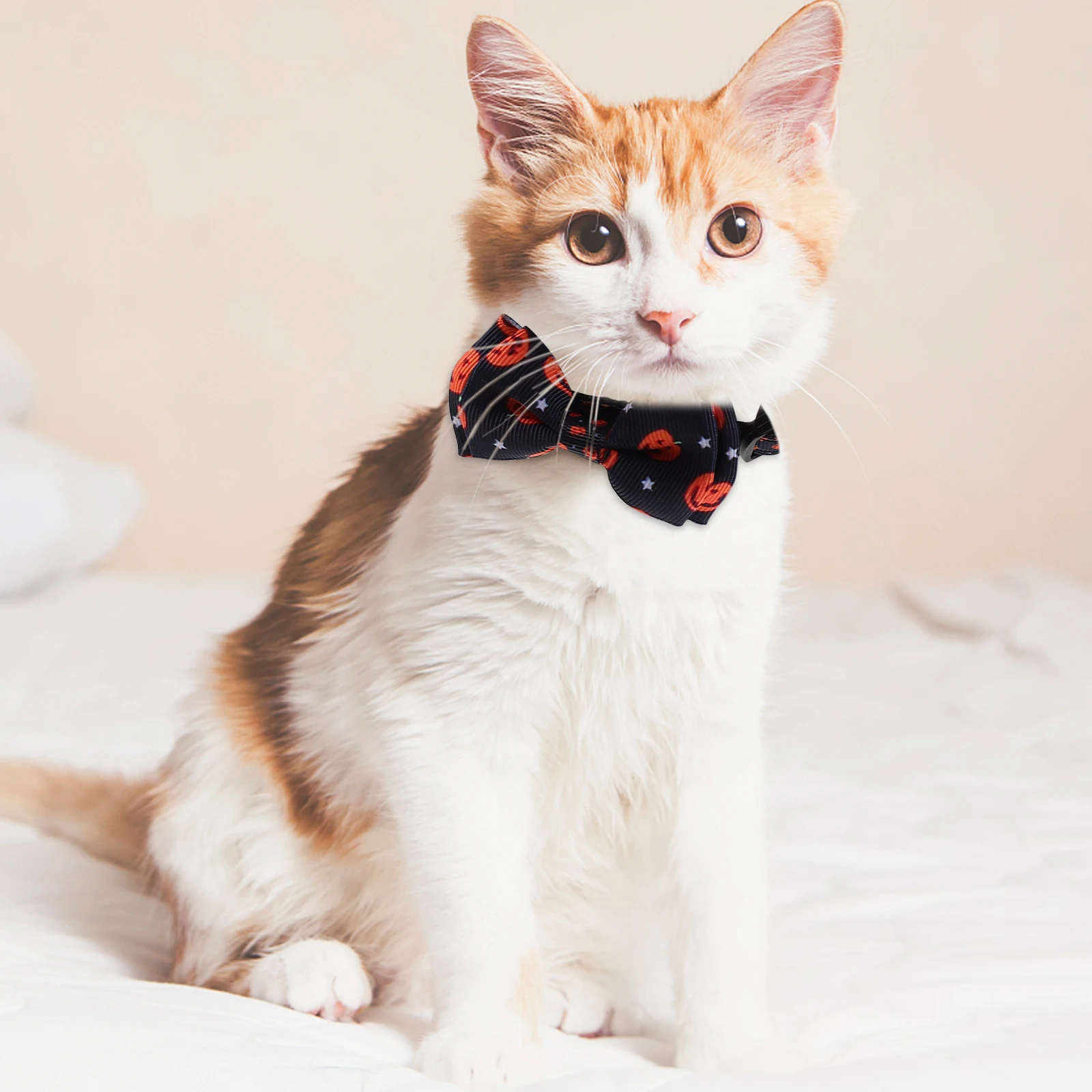

3Pcs Halloween Cat Collar Small Pets Adjustable Neck Party Favor Bell Decor Halloween Cat Collar Pet Necklace Small Pet Bow Tie